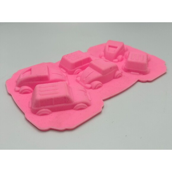 6 CAVITY Cars & Trucks Silicone Baking Cup Cake/Ice/Chocolate/Candy Mold - 4x7" - Picture 1 of 5